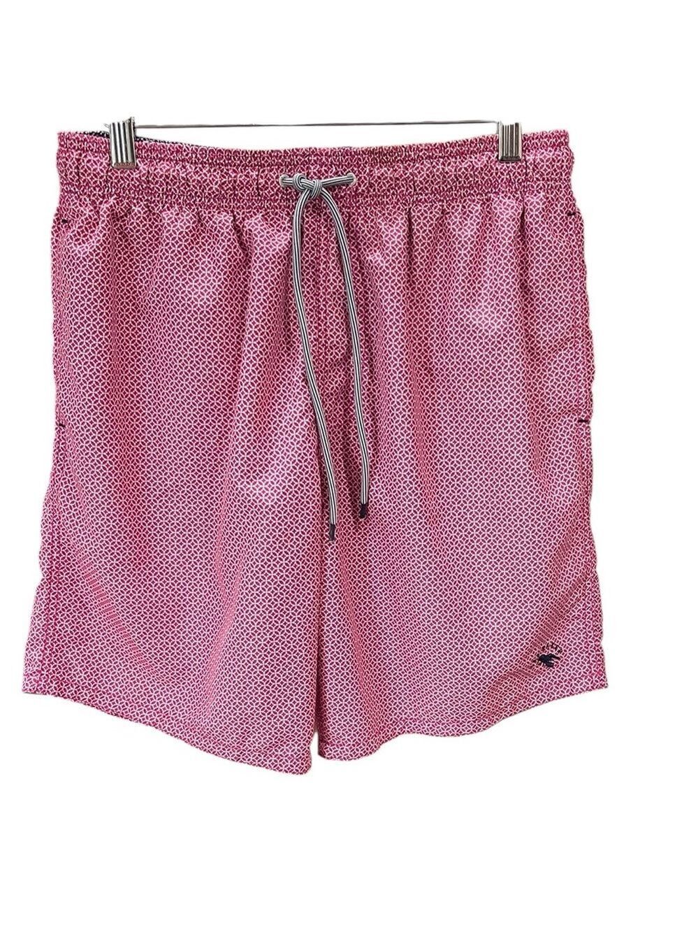 Ted Baker Geometric Print Swim Trunk SZ L 4 Pink Navy